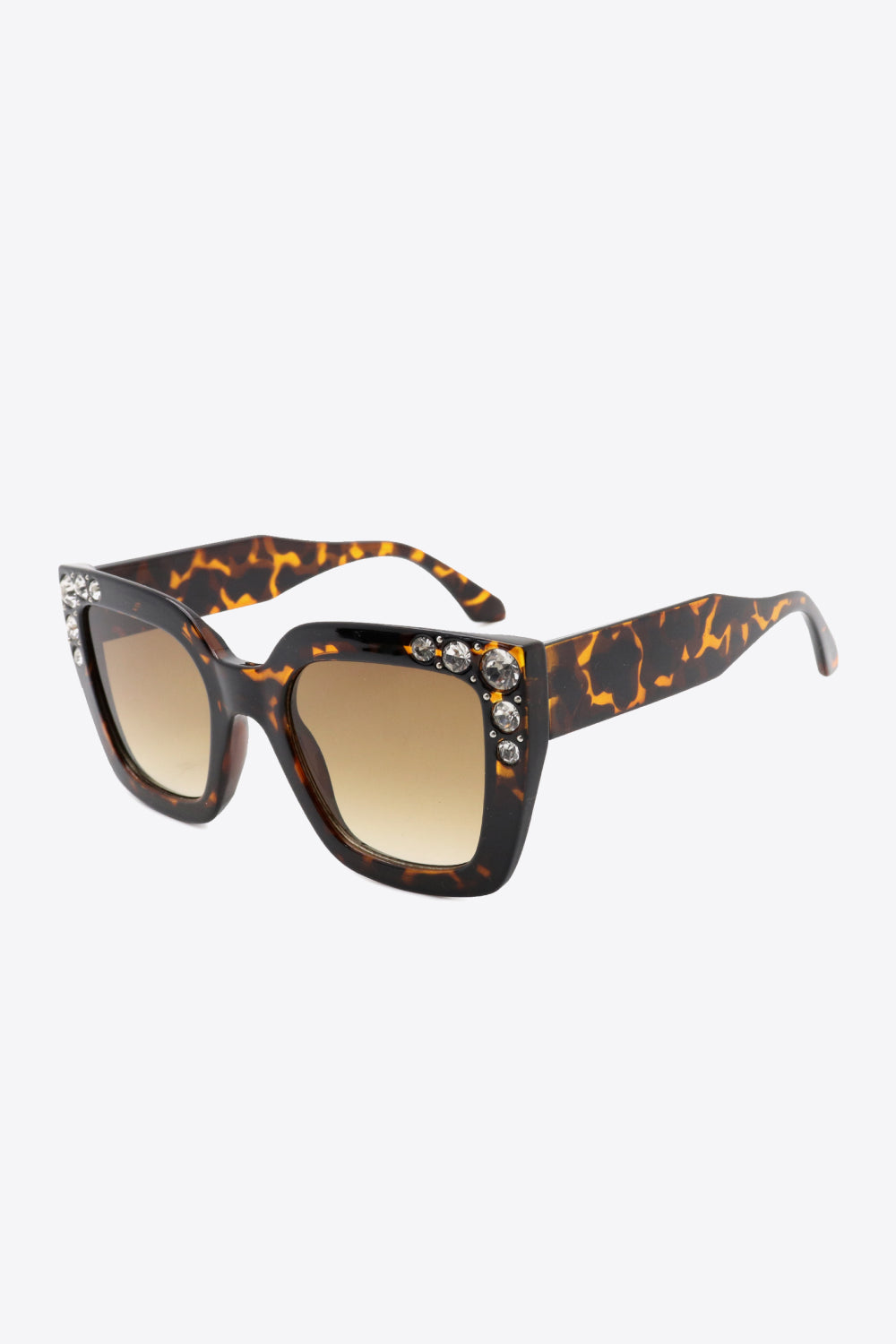 Inlaid Rhinestone Polycarbonate Sunglasses